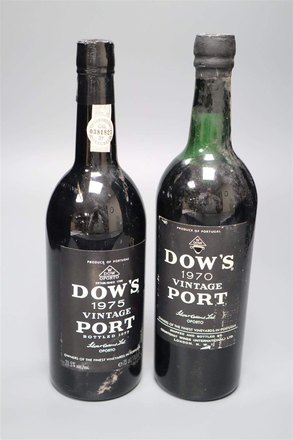 Two bottles of Dows vintage port; 1970 and 1975
